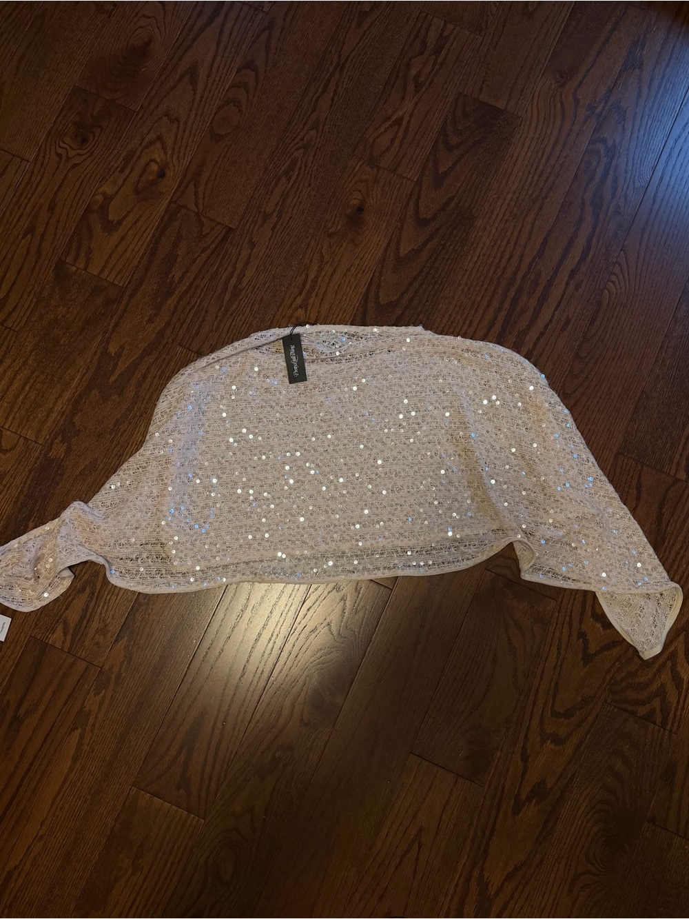 Cream Textured Sequin Poncho Top Co-ord